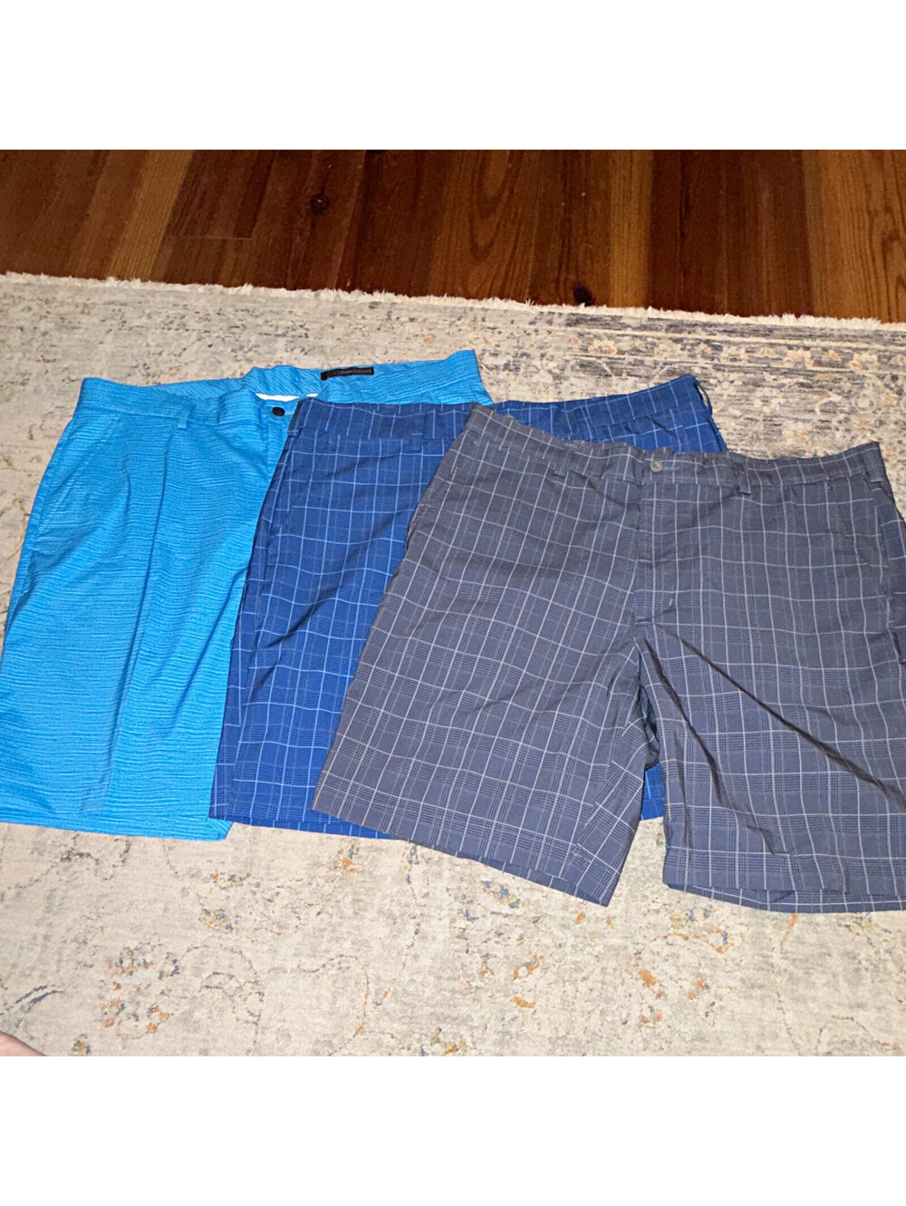 Greg Norman & PGA TOUR Men's Golf Shorts Lot Size 38 Blue/Gray Check Plaid A335